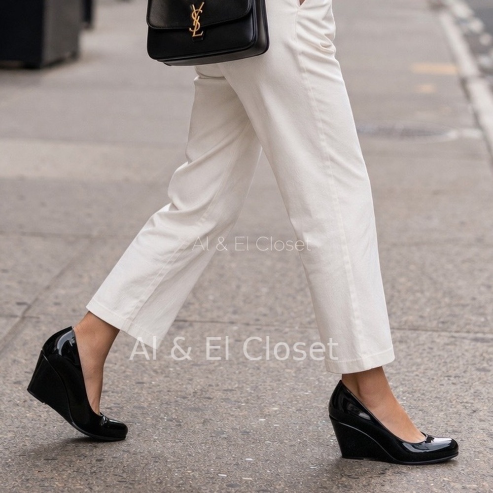 CL by Laundry Nima Patent Black Wedge Pumps Women’s 7 Glossy Heels New In Box